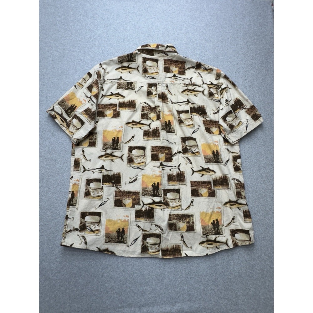 Woolrich Shirt Mens Extra Large Multi Fish Photo‎ Casual Outdoor Camping Fishing - Picture 7 of 9